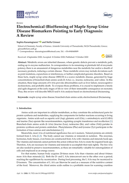 Electrochemical (Bio)Sensing of Maple Syrup Urine Disease Biomarkers Pointing to Early Diagnosis: a Review