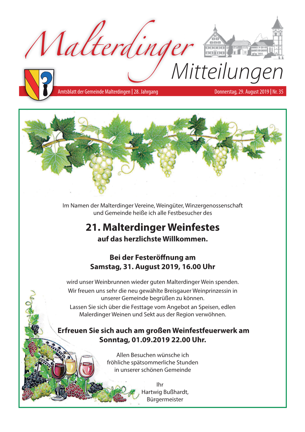 Mitteilungsblatt Nr. 35 Vom 29. August 2019 (PDF)