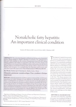 Nonalcholic Fatty Hepatitis: an In1portant Clinical Condition