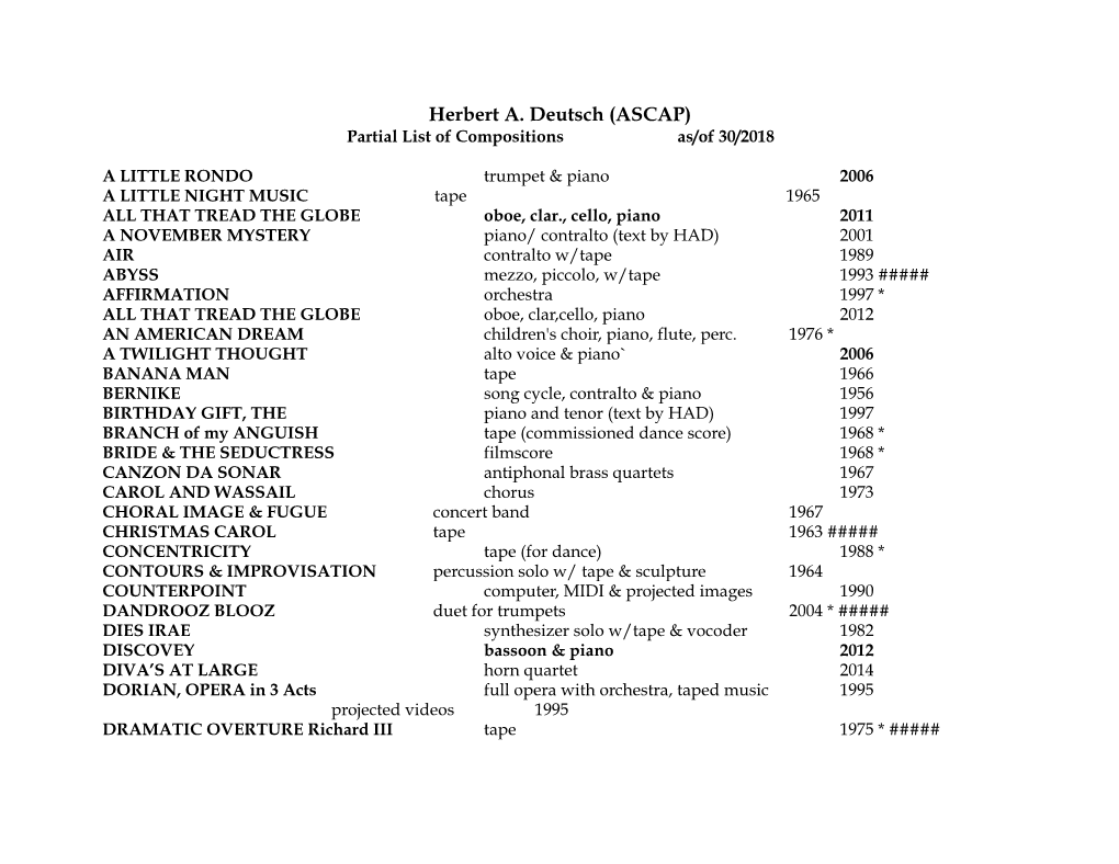 Herbert Deutsch List of Compositions1