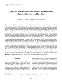 Systematics of the Neotropical Fish Subfamily Glandulocaudinae (Teleostei: Characiformes: Characidae)