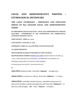 Legal and Administrative Writing : Etymological Dictionary