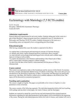Ecclesiology with Mariology 2019