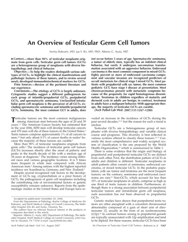 An Overview of Testicular Germ Cell Tumors