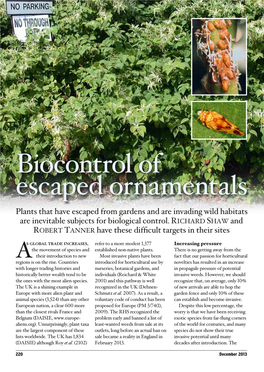Biocontrol of Escaped Ornamentals Plants That Have Escaped from Gardens and Are Invading Wild Habitats Are Inevitable Subjects for Biological Control