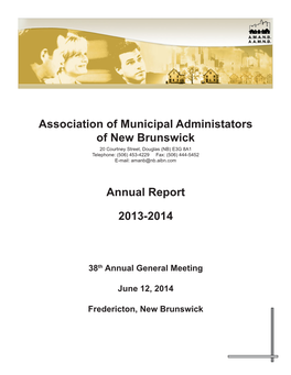 Association of Municipal Administators of New Brunswick Annual Report