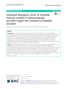 Estimated Divergence Times of Hirsutella (Asexual Morphs) In