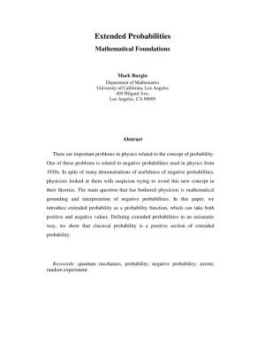 Extended Probabilities Mathematical Foundations