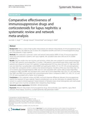 Comparative Effectiveness of Immunosuppressive Drugs and Corticosteroids for Lupus Nephritis: a Systematic Review and Network Meta-Analysis Jasvinder A