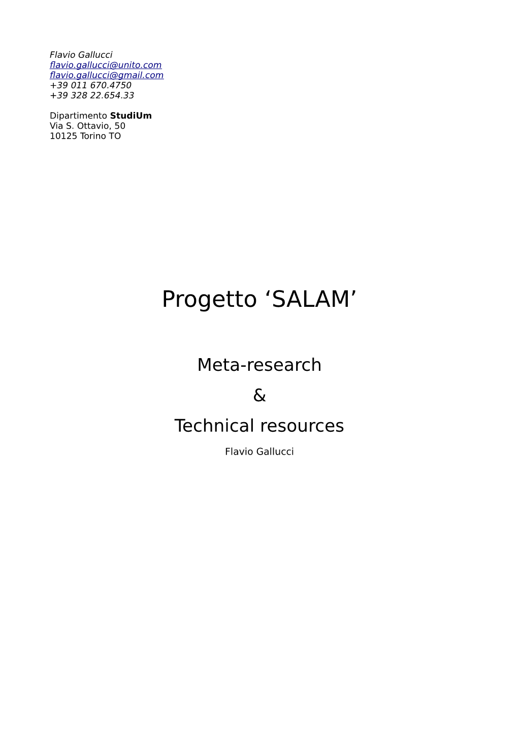 Progetto 'SALAM'