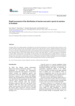 Rapid Assessment of the Distribution of Marine Non-Native Species in Marinas in Scotland