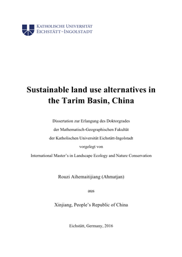 Sustainable Land Use Alternatives in the Tarim Basin, China