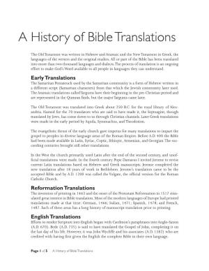 A History of Bible Translations