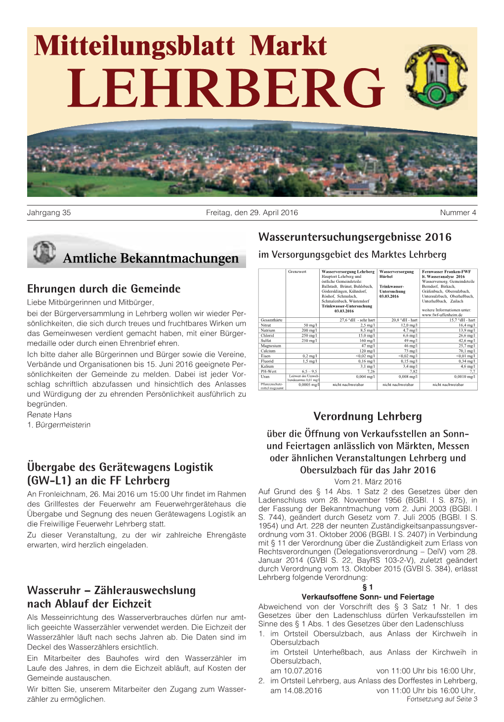 Mitteilungsblatt Markt LEHRBERG