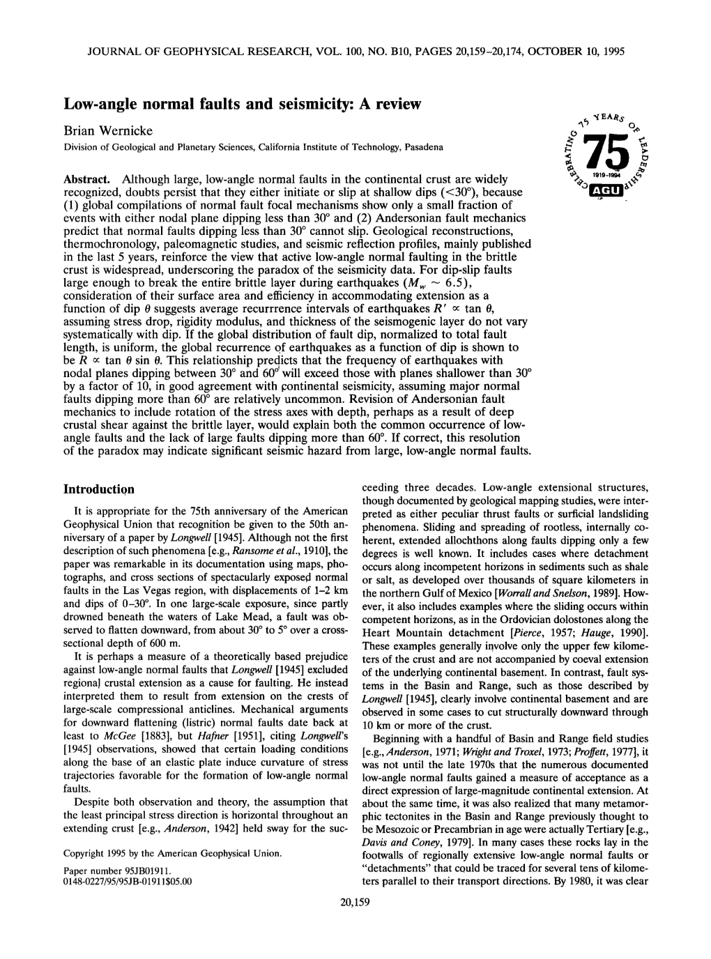 Low-Angle Normal Faults and Seismicity: a Review