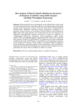 Diet Analysis of Hawai'i Island's Blackburnia Hawaiiensis