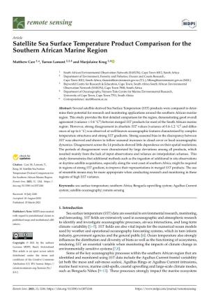 Satellite Sea Surface Temperature Product Comparison for the Southern African Marine Region