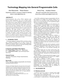 Technology Mapping Into General Programmable Cells