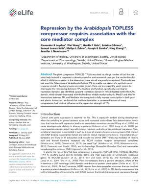 Repression by the Arabidopsis TOPLESS Corepressor Requires