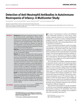 Detection of Anti-Neutrophil Antibodies in Autoimmune Neutropenia of Infancy