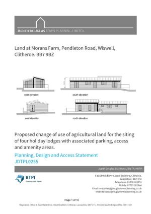 Land at Morans Farm, Pendleton Road, Wiswell, Clitheroe. BB7 9BZ