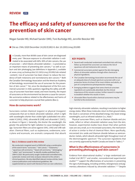 The Efficacy and Safety of Sunscreen Use for the Prevention of Skin Cancer