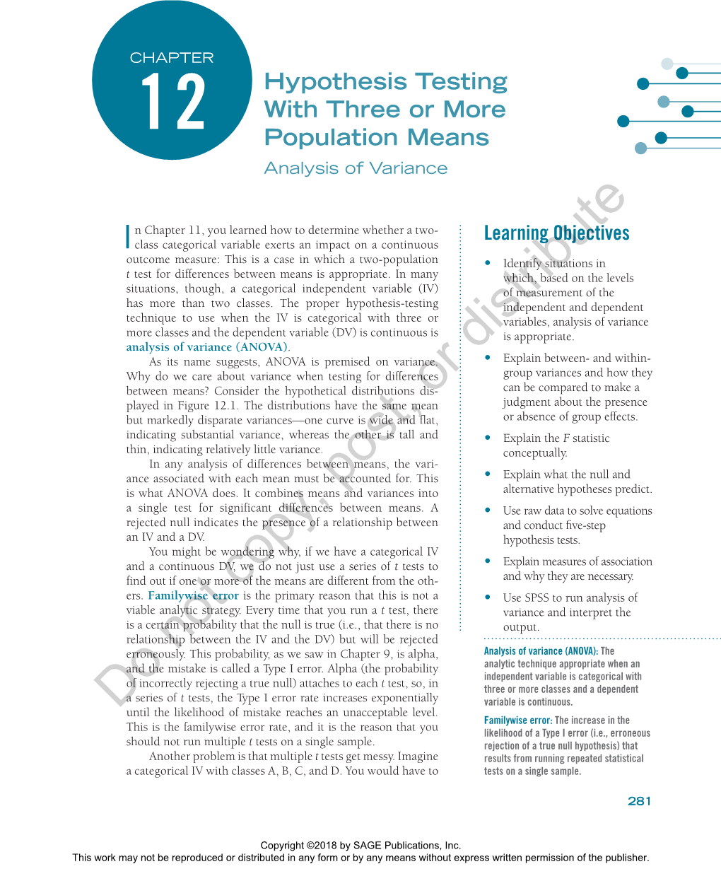 Chapter 12 | Hypothesis Testing with Three Or More Population Means 283