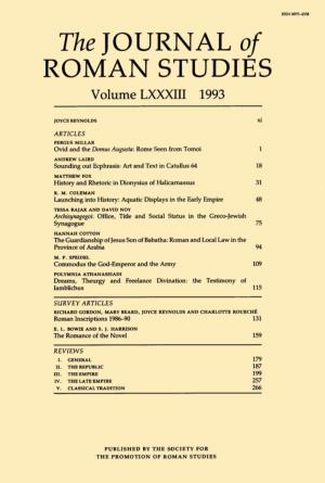 JOURNAL of ROMAN STUDIES Volume LXXXIII 1993