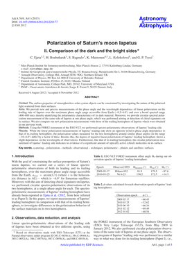 Polarization of Saturn's Moon Iapetus