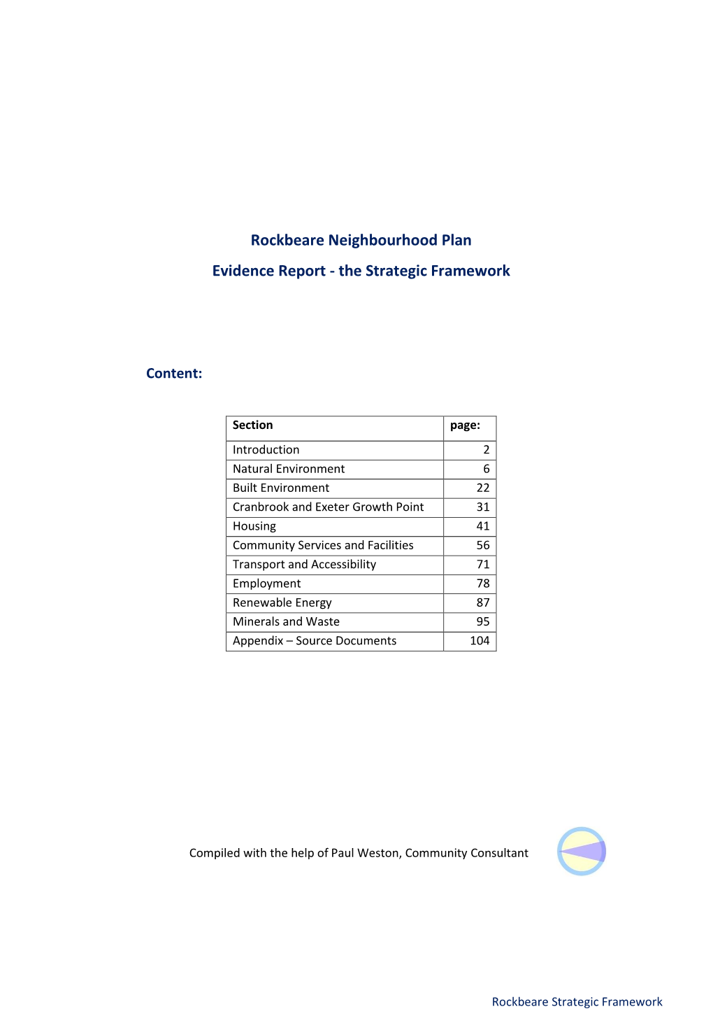 Rockbeare Neighbourhood Plan Evidence Report - the Strategic Framework