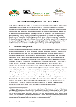 Pastoralists As Family Farmers: Some More Details1