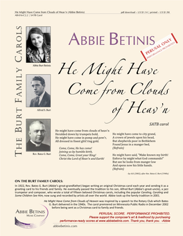 HE MIGHT HAVE COME from CLOUDS of HEAV'n (Abbie Betinis)