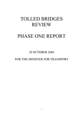 Tolled Bridges Review Phase One Report