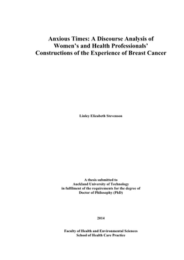 A Discourse Analysis of Women's and Health Professionals