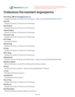 Cretaceous Re-Resistant Angiosperms