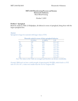 MIT 2.810 Fall 2015 Homework 4 Solutions