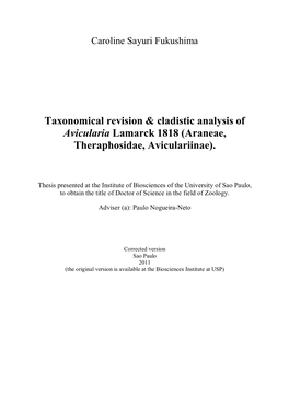 Taxonomical Revision & Cladistic Analysis of Avicularia