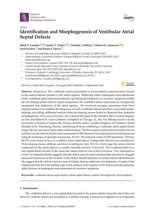 Identification and Morphogenesis of Vestibular Atrial Septal Defects