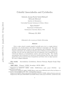 Colorful Associahedra and Cyclohedra Arxiv:1409.5175V1
