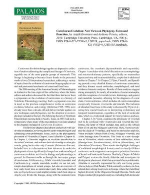 Palaios 2011 Book Review PALAIOS DOI: 10.2110/Palo.2011.BR71 Emphasizing the Impact of Life on Earth’S History