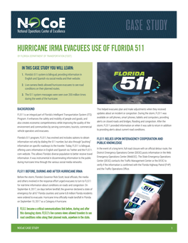 Florida DOT Case Study – FL511 During Hurricane Irma