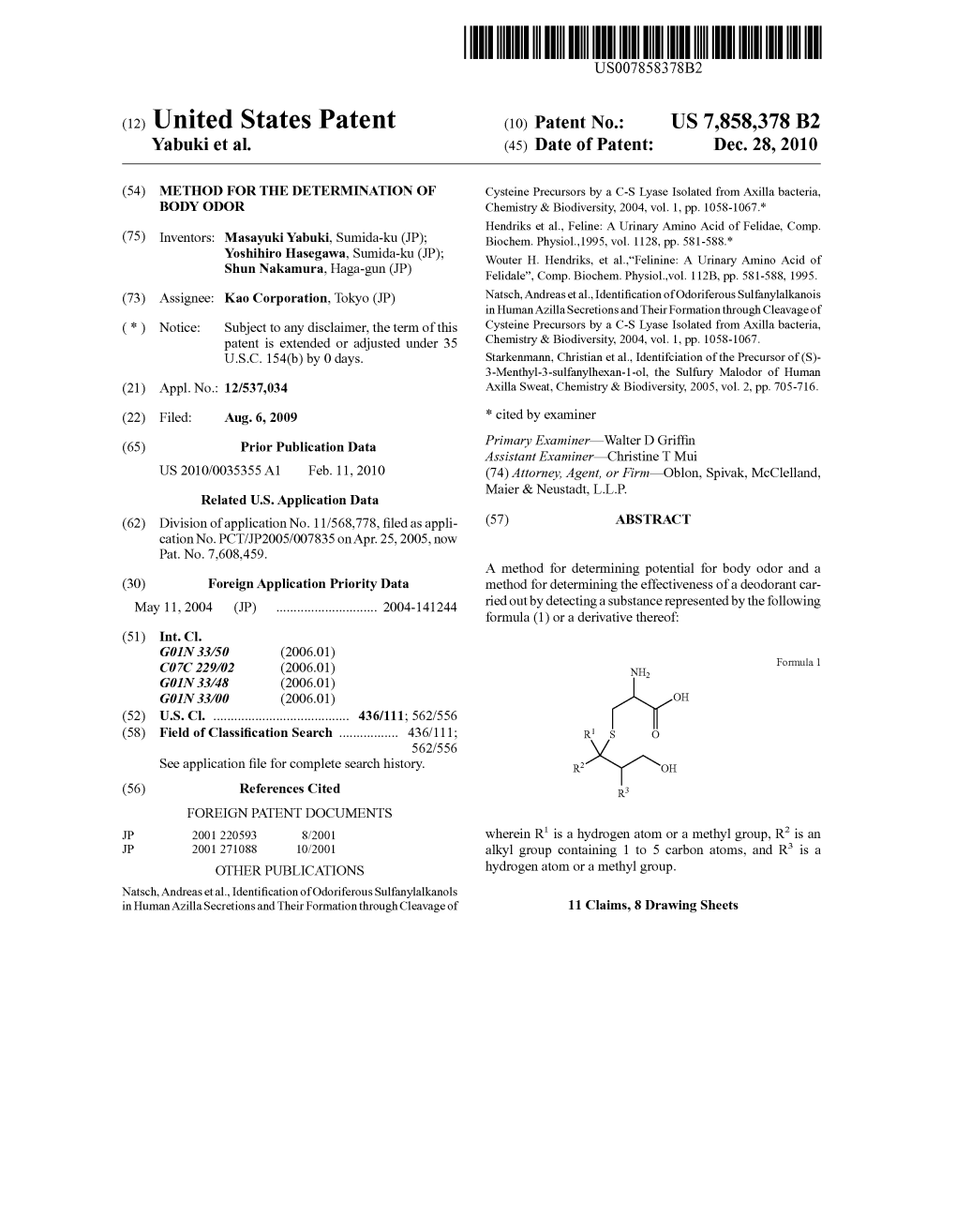 (12) United States Patent (10) Patent No.: US 7,858,378 B2 Yabuki Et Al