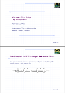 End-Coupled, Half-Wavelength Resonator Filters