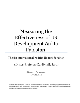 Measuring the Effectiveness of US Development Aid to Pakistan