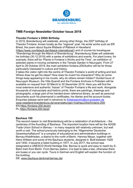 TMB Foreign Newsletter October Issue 2018