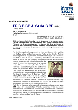 Eric Bibb & Yana Bibb