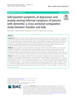 Self-Reported Symptoms of Depression and Anxiety Among Informal