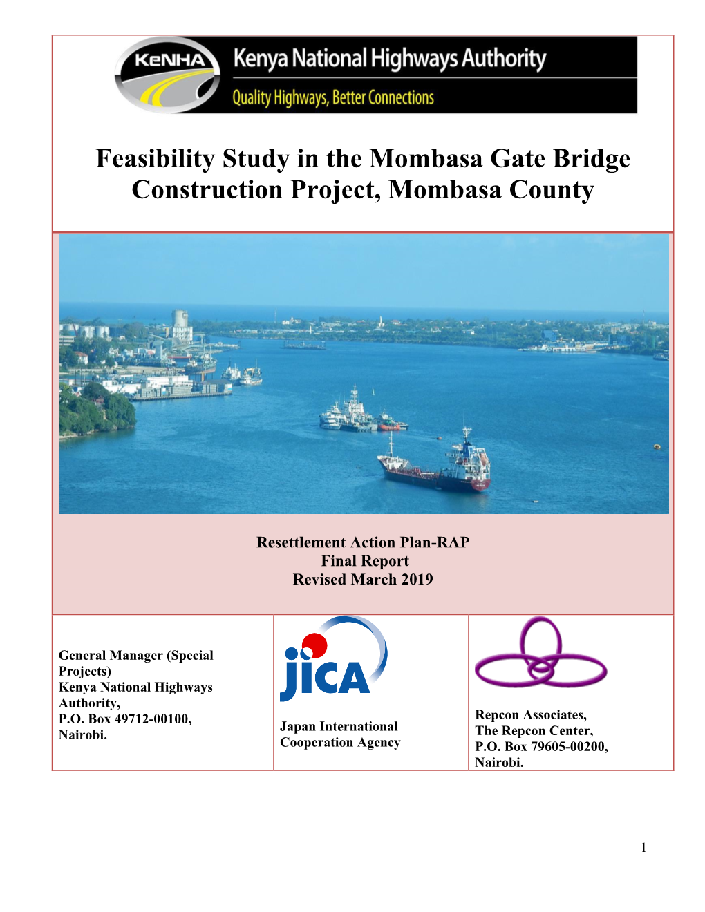 Feasibility Study in the Mombasa Gate Bridge Construction Project, Mombasa County