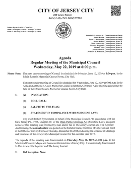Agenda Regular Ivieeting of the Municipal Council Wednesday, May 22, 2019 at 6:00 P.M