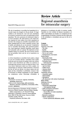 Regional Anaesthesia for Intraocular Surgery 637